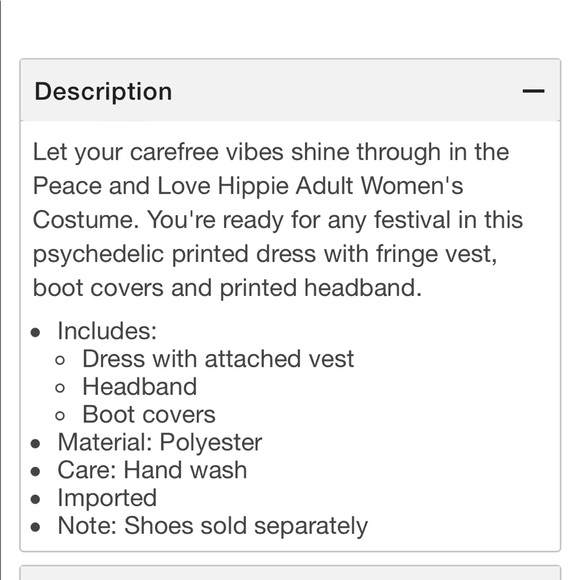 Worn Once Peace & Love Hippie Costume Spirit Halloween - Picture 15 of 16